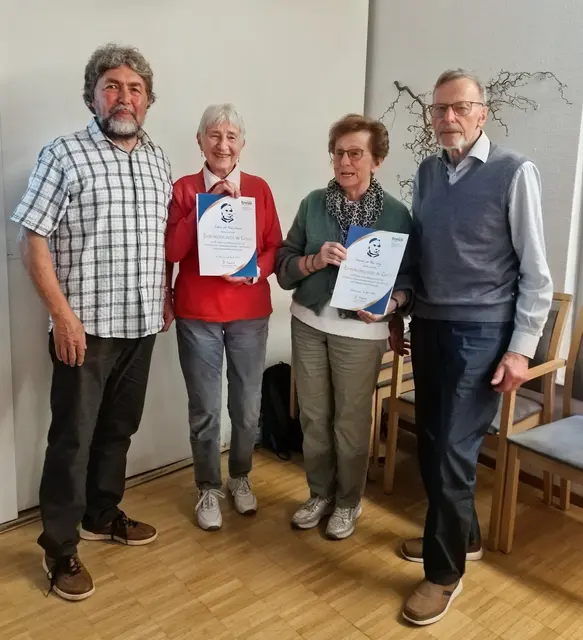 Ehrungen 50 Jahre Kneippverein
Von links nach rechts
Bernhard Seiz (1. Vorsitzender), Ursula Endress, Gertrud und Paul Lang | Foto: Kneippverein Lauffen a.N.
