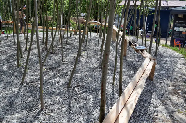 Hier wurde ein kleiner Wald angepflanzt. Dazwischen kann man die Kugeln rollen lassen. | Foto: Daniela Somers