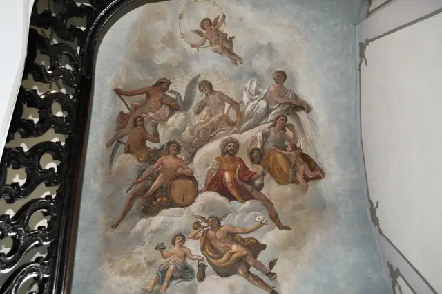 Das Deckengemälde mit den Göttergestalten aus der antiken Mythologie. | Foto: Daniela Somers