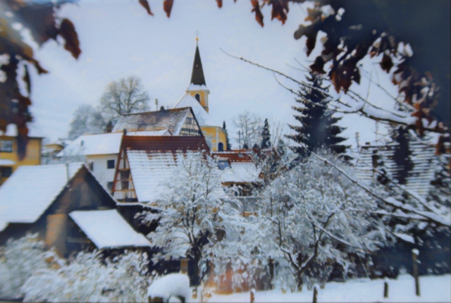 Winterweihnachtliches Obergimpern 
Blick zur ev. Kirche | Foto: Anton Bauer 