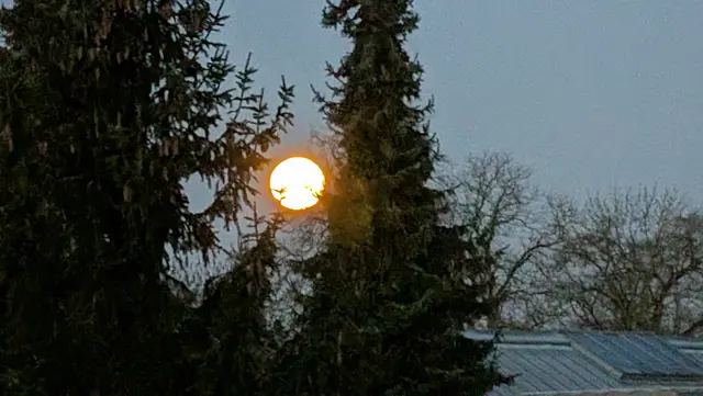 Das Bild des Monats April ist dieses Mal "der Aprilmond" der hinter den Tannen leuchtet. So herrlich deutlich und klar strahlte "der Aprilmond" in seiner Himmelsatmosphäre ein.  | Foto: Volker Wagner 