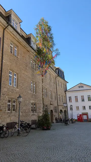 Das ist das Bild des Monats Mai! Das Öhringer Schloss mit dem Maibaum frisch geschmückt mit dekorierten Fahnen und bunten farbige Bändern. 
Der Mai, der Mai, der lustige Mai!  | Foto: Volker Wagner 